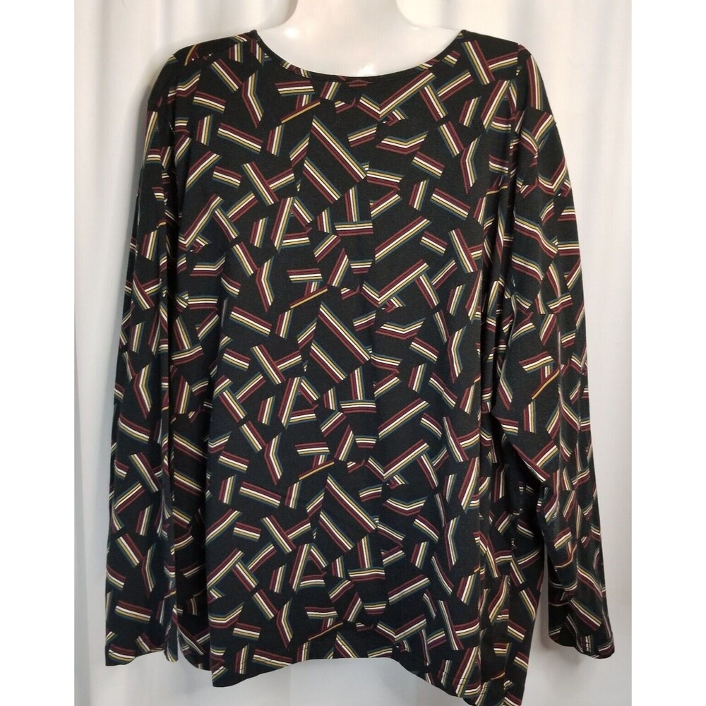 Ulla Popken Women's Tunic Top Geometric Design V-Neck Long Sleeve Size 28/30 - Picture 3 of 6